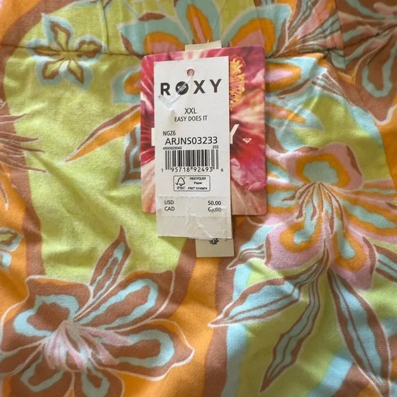 Roxy Tropical 2 Piece Set Brami 2 Crop Top & East Does It Shorts Women’s XL NWT - Picture 4 of 7